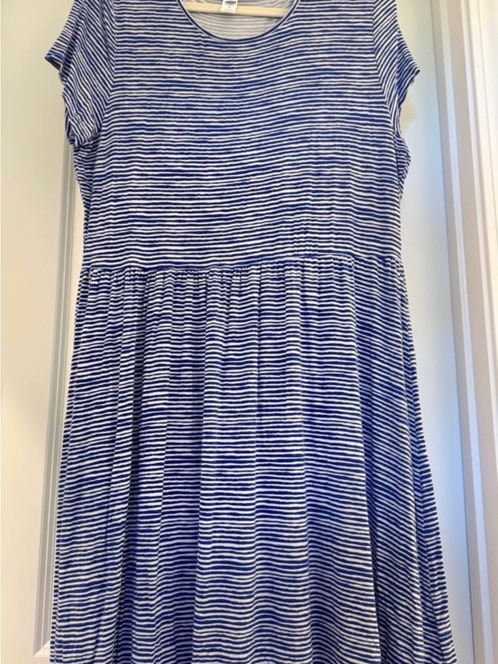 Old Navy Blue and White Striped Casual Knit Dress